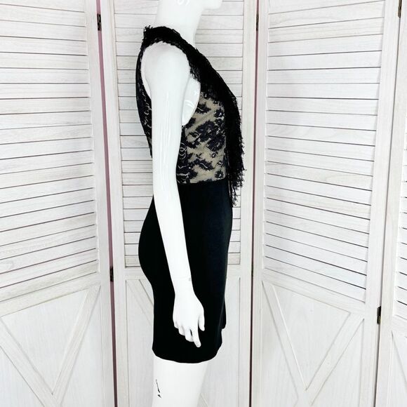 Alice + Olivia Odette Lace Top Halter Mini Sheath Dress Black Size 2 Coquette - Picture 3 of 13